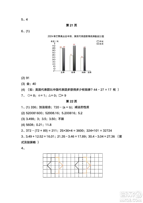 海燕出版社2025年暑假生活四年级数学全册人教版答案