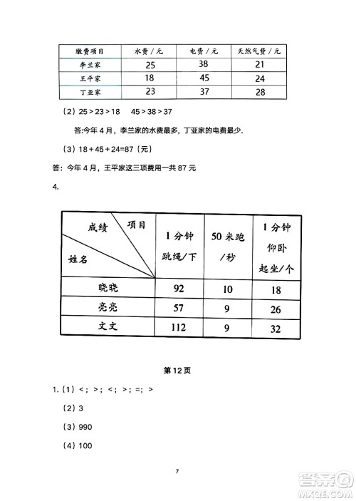 海燕出版社2025年暑假生活三年级数学全册人教版答案