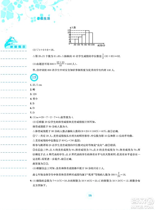 安徽教育出版社2025年暑假生活八年级数学全册人教版答案