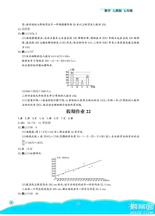 安徽教育出版社2025年暑假作业七年级数学全册人教版答案 安徽教育出版社2025年暑假作业七年级数学全册人教版答案