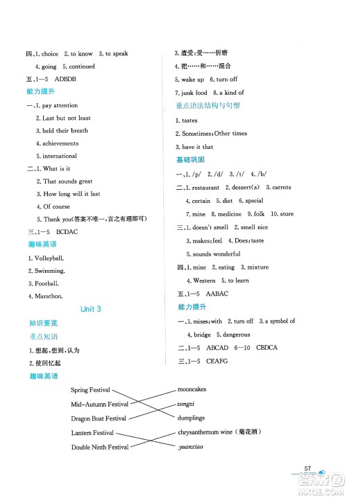陕西人民教育出版社2025年陕教出品暑假作业与生活七年级英语全册牛津版答案