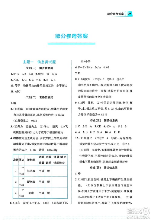 教育科学出版社2025年暑假作业八年级物理全册通用版答案 教育科学出版社2025年暑假作业八年级物理全册通用版答案