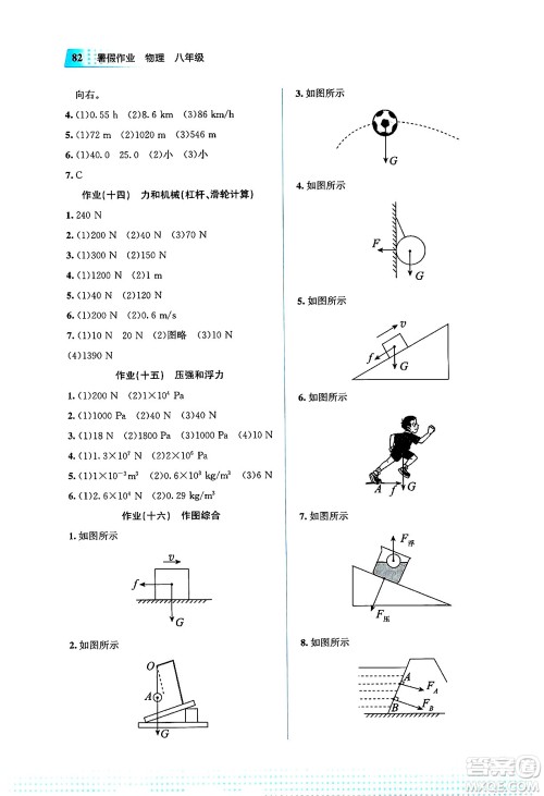 教育科学出版社2025年暑假作业八年级物理全册通用版答案 教育科学出版社2025年暑假作业八年级物理全册通用版答案