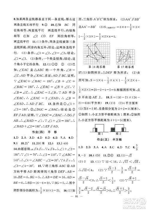 新疆青少年出版社2025年高效课堂系列暑假作业七年级数学全册通用版答案 新疆青少年出版社2025年高效课堂系列暑假作业七年级数学全册通用版答案