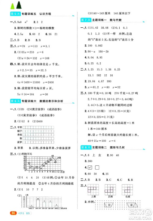 江西教育出版社2025年阳光同学暑假衔接四年级数学全册北师大版答案